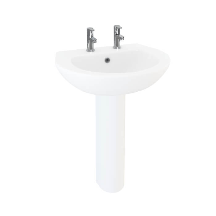 Waterloo Basin & Full Pedestal 2 Tap hole 550mm