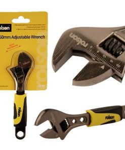 Rolson 150mm 6″ Black Nickel Adjustable Wrench Rubber Grip Handle 19020