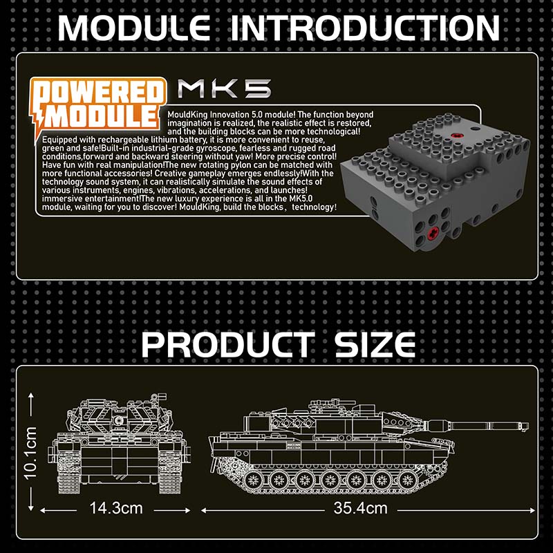 MOULD KING 20020 German Leopard 2 Tank Remote Control And Audio 800pcs - Image 6