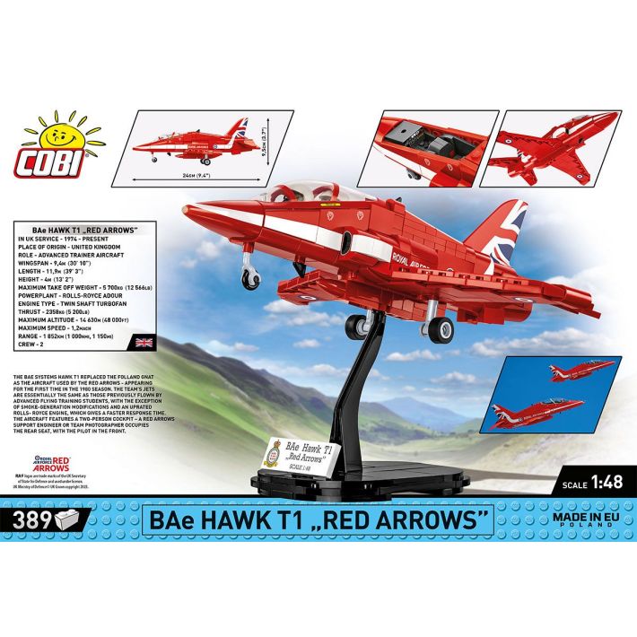 COBI-5844 Armed Forces BAE Hawk T1 Red Arrows Model Plane Building Bricks 386Pcs - Image 2