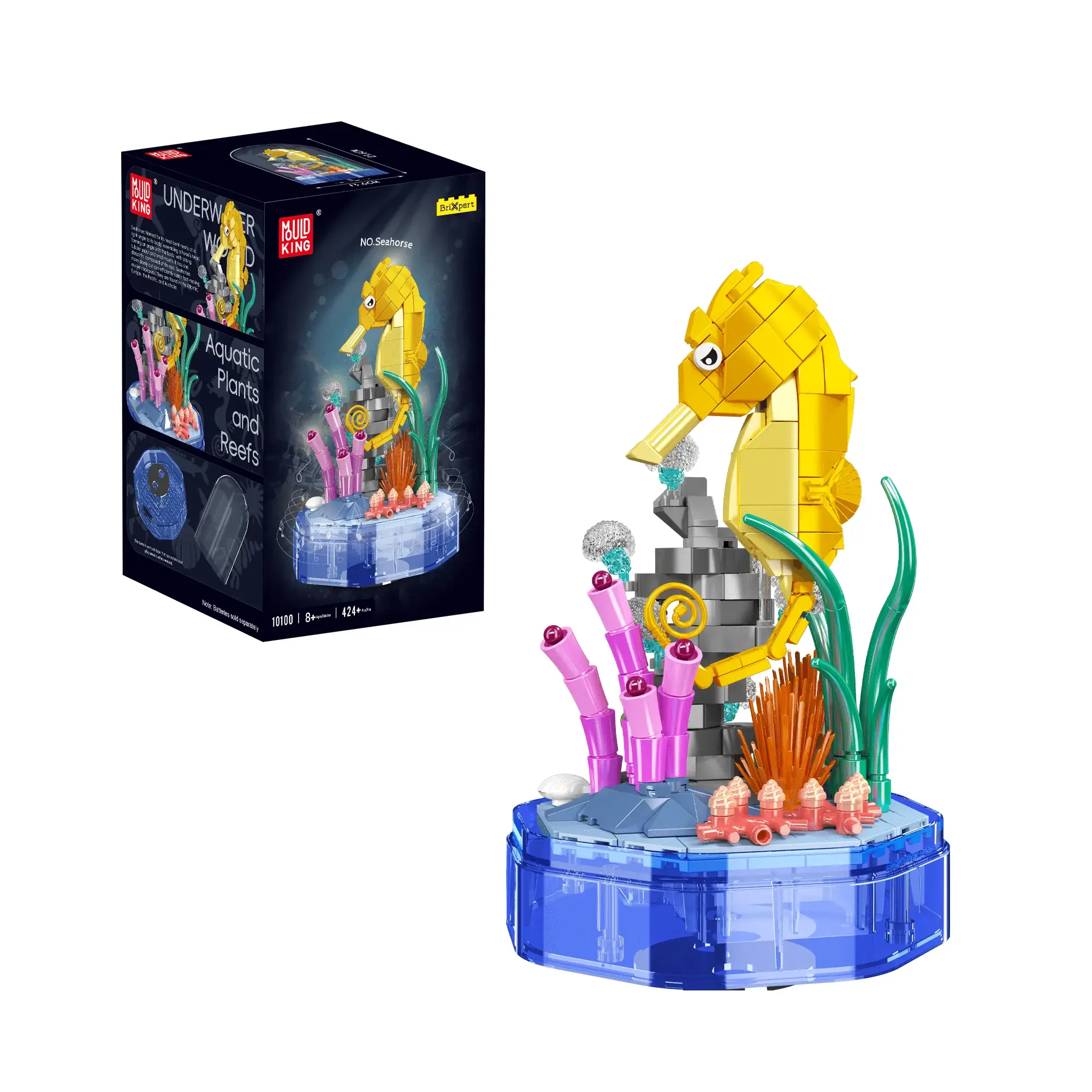 Mould King Seahorse Building Bricks Model 424pcs Music-box Lighting 10100