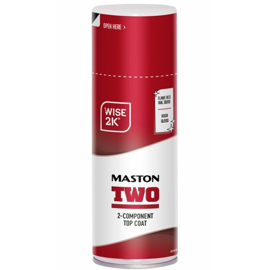 Maston Spray Paint 2K Two High Gloss Flame Red RAL3000 400ml